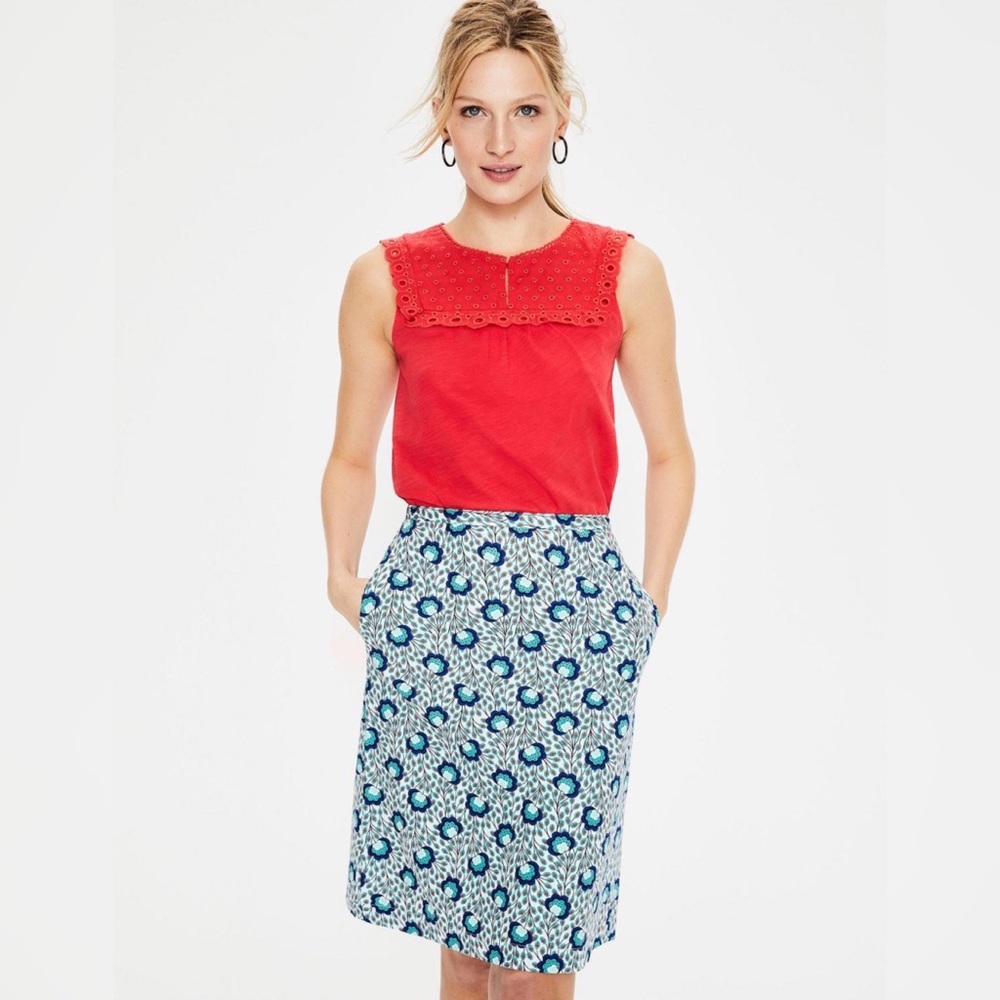 ๐HOST PICK | Boden โข Nella Eyelet Embroidered Jersey Sleeveless Top- Sunset - Picture 2 of 9